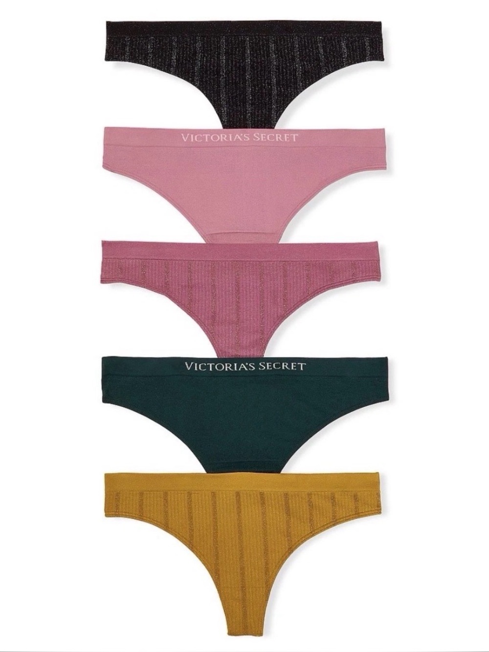 Victoria’s Secret VERY SEXY Seamless Shimmer Thong Panty 5-pack Sz L